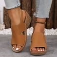 thumbnail image 2 of Lenago Sandalias De Mujer Casual Spring And Summer Versatile Plus Size Beach Wedge Sandals Solid Color Peep Toe Open-Toe Sandals 36, 2 of 9