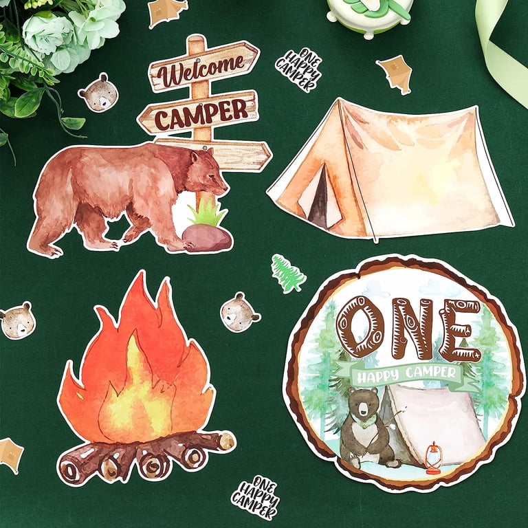 Kreatwow One Happy Camper Birthday Decorations - 16Pcs Camping Theme Gift Bags & Party Favors