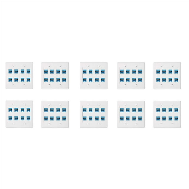 10X Placa de Pared Ethernet 8 Puertos - Doble Banda Cat6 RJ45 Conector Cable de Red Placa Frontal Hembra una Hembra - Azul
