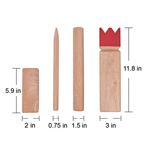 Outdoor Kubb Yard Game for Kids and Adults Hardwood Knot-Free Wooden Family Backyard Giant Lawn Games Set with Carrying Bag