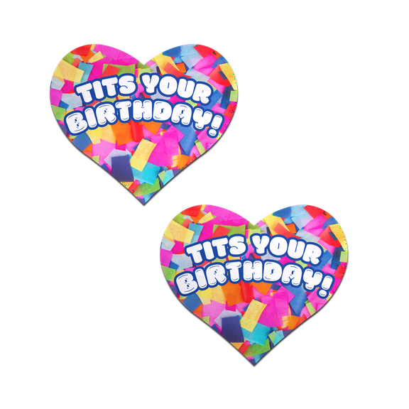 T*ts Your Birthday!' Heart Breast Pasties with Confetti by Pastease®