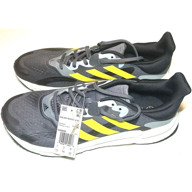 Ad-id-as Mens 11.5 or 12 Solar Boost 4 Road Running Shoe Grey/Beam Yellow Sneaker