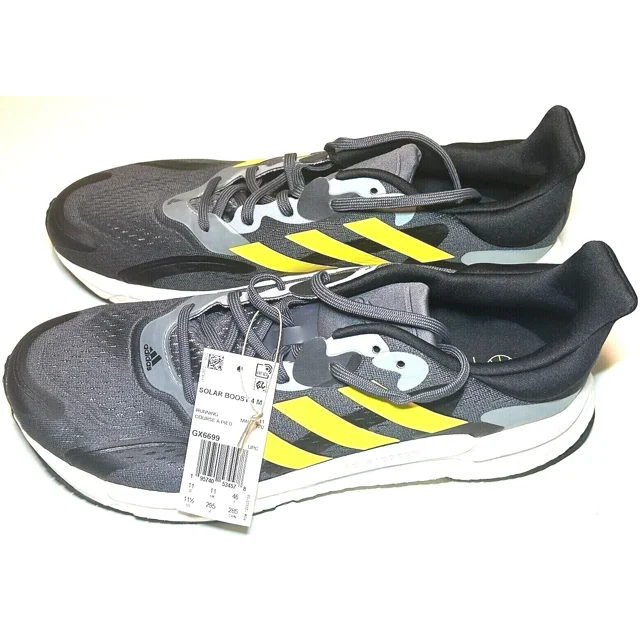 Ad-id-as Mens 11.5 or 12 Solar Boost 4 Road Running Shoe Grey/Beam Yellow Sneaker
