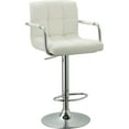 thumbnail image 2 of AC Pacific Contemporary Adjustable Swivel Kitchen Bar Stool Chair with Cushion and Armrest, 24"-33", White, 2 of 9