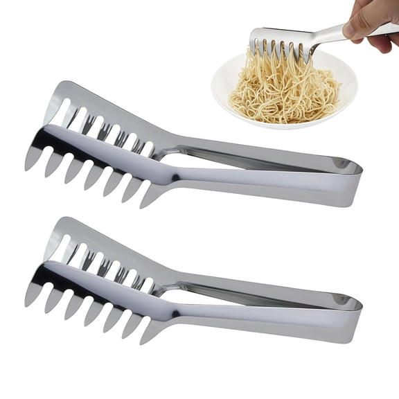 Durable Stainless Steel Food Tongs Set of 2 for Pasta and Noodle Serving