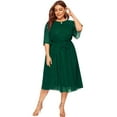 thumbnail image 2 of Robe Décontractée Grande Taille pour Femmes Col Rond Manches Mi-Longues Longueur Genou Robe de Soirée, 2 of 6