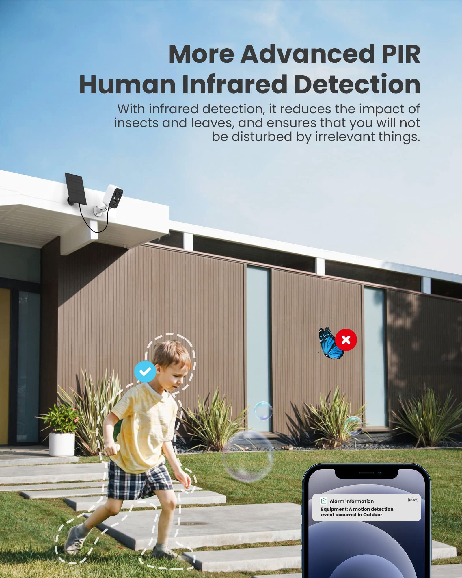 GMOX 2K Wireless Outdoor Solar Security Camera with Spotlight, Waterproof PIR Detection 2.4Ghz Wi-Fi