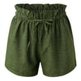 thumbnail image 2 of Aayomet Women Shorts For Summer Waist Shorts Waist Womens Summer Casual And Women Elastic Linen Flowy Shorts For Women Army Green,M, 2 of 4