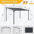 thumbnail image 3 of CarButler 12x8ft Outdoor Wall-mounted Gazebo Metal Hardtop Pergolas Lean-To Shelter with Sloped Roof for Outdoor Barbecues and Family Gatherings, 3 of 8