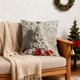 thumbnail image 5 of Funda de cojín navideña de lino | Funda de cojín para sofá de 45 x 45 cm | Estampado 3D de Papá Noel, reno, muñeco de nieve y árbol | Decoración en rojo, blanco y dorado, 5 of 5