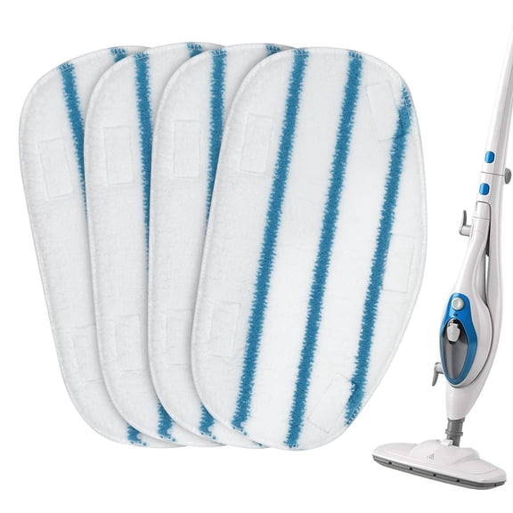 Compatible 10-in-1 Steam Mop Pads, High-Density Microfiber with Scrub Strip for Hardwood Tile Laminate Floors, White