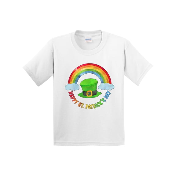 Inktastic Happy St. Patrick's Day Rainbow and Hat Youth T-Shirt