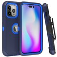 thumbnail image 3 of Xhy iPhone 14 Pro Max Case with Belt Clip Holster+Screen and Lens Protector Military Grade Heavy Duty Shockproof Armor Durable Detachable for iPhone 14 Pro Max 6.7 inch 2022 Phone - Dark Blue+Blue, 3 of 6