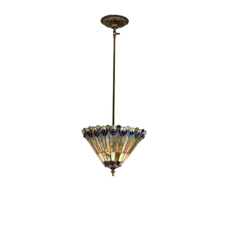 

Meyda Tiffany 23199 12 W Tiffany Jeweled Peacock Semi-Flushmount Ceiling Fixture -