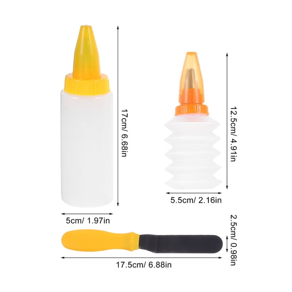 WEUVEB Set of 6 Transparent Decorating Bottles for Cake Icing and Decorating Tools, Perfect for Baking and