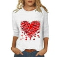 Dazajoo Holiday Sales Valentines Day Red Heart Print Tee for Women
