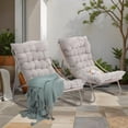 thumbnail image 2 of Olaterior Patio Lounge Chair Set of 2, Indoor Outdoor Comfy Chair, Sling Recliner Chair with Cushion, Modern Oversized Padded Lounge Chair, Patio Furniture Set for Balcony Porch Garden, Champagne, 2 of 6