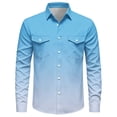 thumbnail image 3 of Men's Lapel Collar Business Shirt Gradient Long Sleeved Button Up Shirts Lapel Collar with Chest Pockets Casual Work Tops Business Shirt, 3 of 9