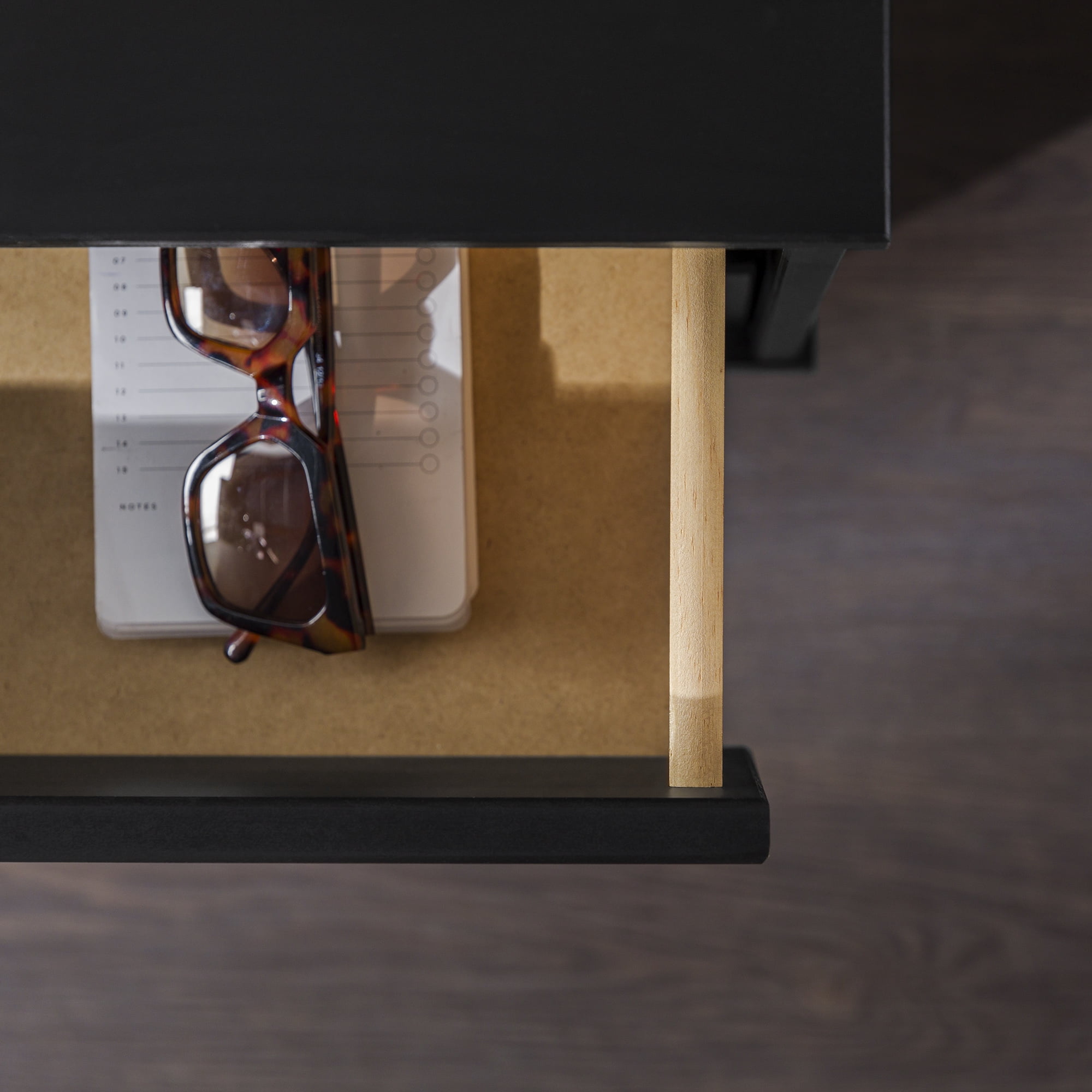 Walker Edison 2-Drawer Groove Handle Solid Wood Nightstand – Black