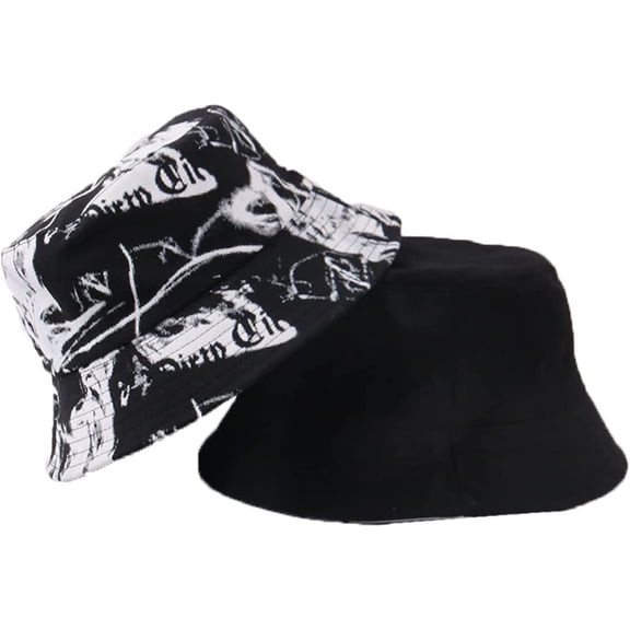 CoCopeaunts Tie Dye Bucket Hat Reversible Double-Sided Basin Hat Graffiti Fisherman Hat Outdoor Anti-Ultraviolet Bucket Cap