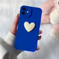thumbnail image 5 of Cute 3D Love Heart Phone Case for iPhone 12 6.1 inch with Anti-Fall Lens Cameras Cover Protection Slim Dustproof Protective Cover Aesthetic Design for Women Girls,Blue, 5 of 16