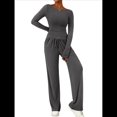 thumbnail image 3 of Conjuntos de Dos Piezas para Mujer: Camiseta Asimétrica de Larga, Pantalones Anchos y Chándal Informal. Gris Oscuro S, 3 of 10