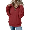 thumbnail image 6 of ZUKMRJPC Womens Sweatshirts Quarter Zip Casual Long Sleeve Turndown Collar Fleece Pullover Sweatshirt Fall Fashion Solid Color Tops, 6 of 7