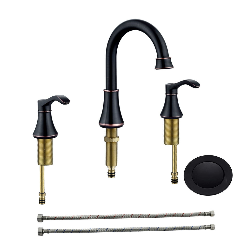 3 Hole Widespread Bathroom Two Handle Kitchen Faucets Hot & Cold Water Mixer Basin Sink Faucets