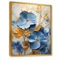 thumbnail image 2 of Designart "Radiant Bouquet Of Blue And Gold Minimalist Pansies III" Pansies Floater Framed Canvas Art Print, 2 of 5