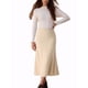 thumbnail image 2 of Falda midi de suéter elástica de cintura alta de punto acanalado para mujeres Inspire Chic XL beige, 2 of 6