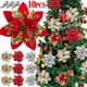 thumbnail image 2 of 10/1 piezas de flores artificiales navideñas con purpurina y flores de Pascua con clips, adornos para árbol de Navidad, coronas de bricolaje, decoraciones para bodas y Año Nuevo, 2 of 5