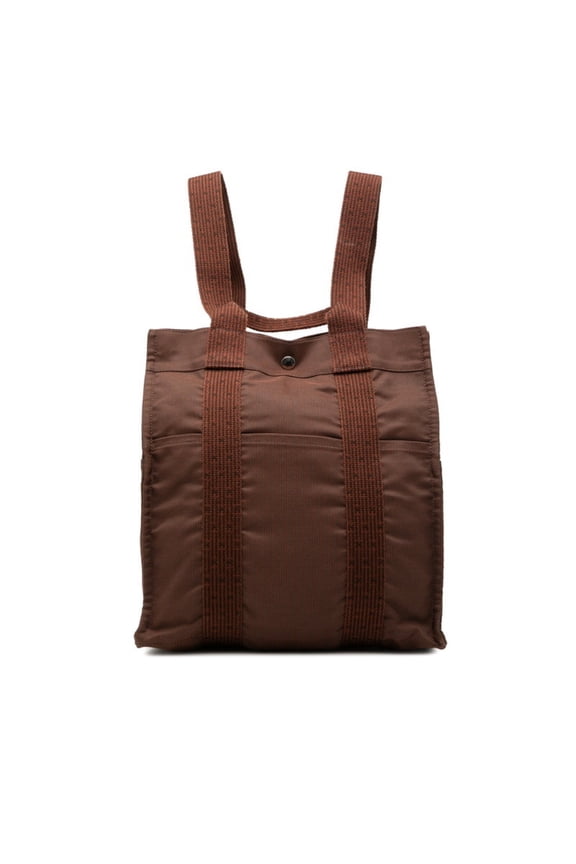 Pre-Owned Hermes Herline Ad MM Backpack, Brown Canvas, Women's