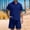 Blue, variant on XiYing Golf Shorts Men, Men’s Drawstring Waist Short Pants Set - Casual Lapel Short Sleeve Shirt, Solid Color Fashion Outfit, Versatile for Beach, Sports & Daily Wear (1-Pack)