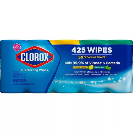 Pack of 5 Clorox Disinfecting Wipes Value Pack Bleach Free Cleaning Wipes 85 per Pack.