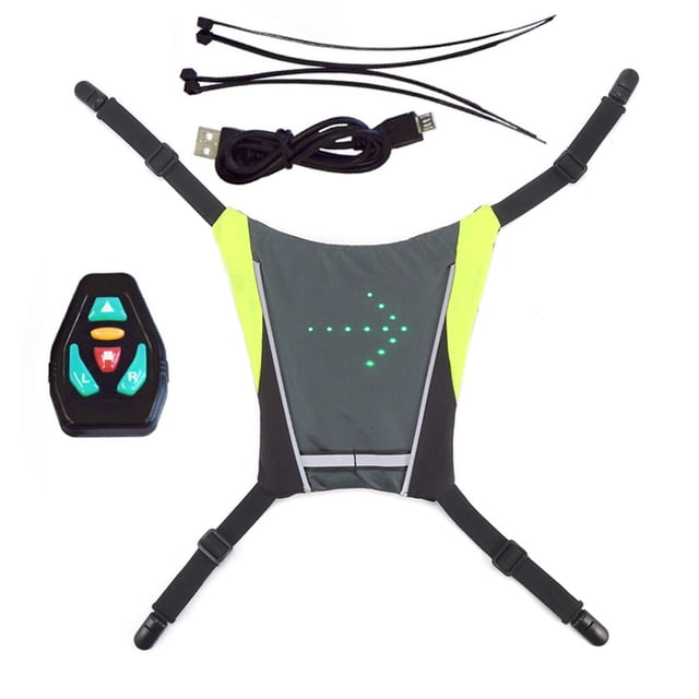 Gilet à Clignotants à DEL avec Télécommande Sans Fil, Témoin d'Avertissement Lumineux, Gilet de Cyclisme, Sac à Dos, Petites Pièces, Convient au Cyclisme, à la Course, à la Randonnée et à l'Alpinisme