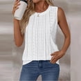 thumbnail image 2 of Pxxlle Eyelet Tank Tops Women Summer Casual Crew Neck Shirts Lightweight Sleeveless Pleated Outfits for Beach Vacation White XL, 2 of 10