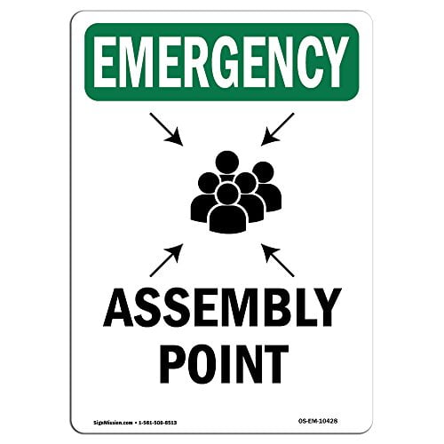 OSHA Emergency Sign - Assembly Point With Symbol | Aluminum Sign | Protect Your Business, Construction Site, Warehouse & Shop Area | Made in the USA, 18" X 12" Aluminum