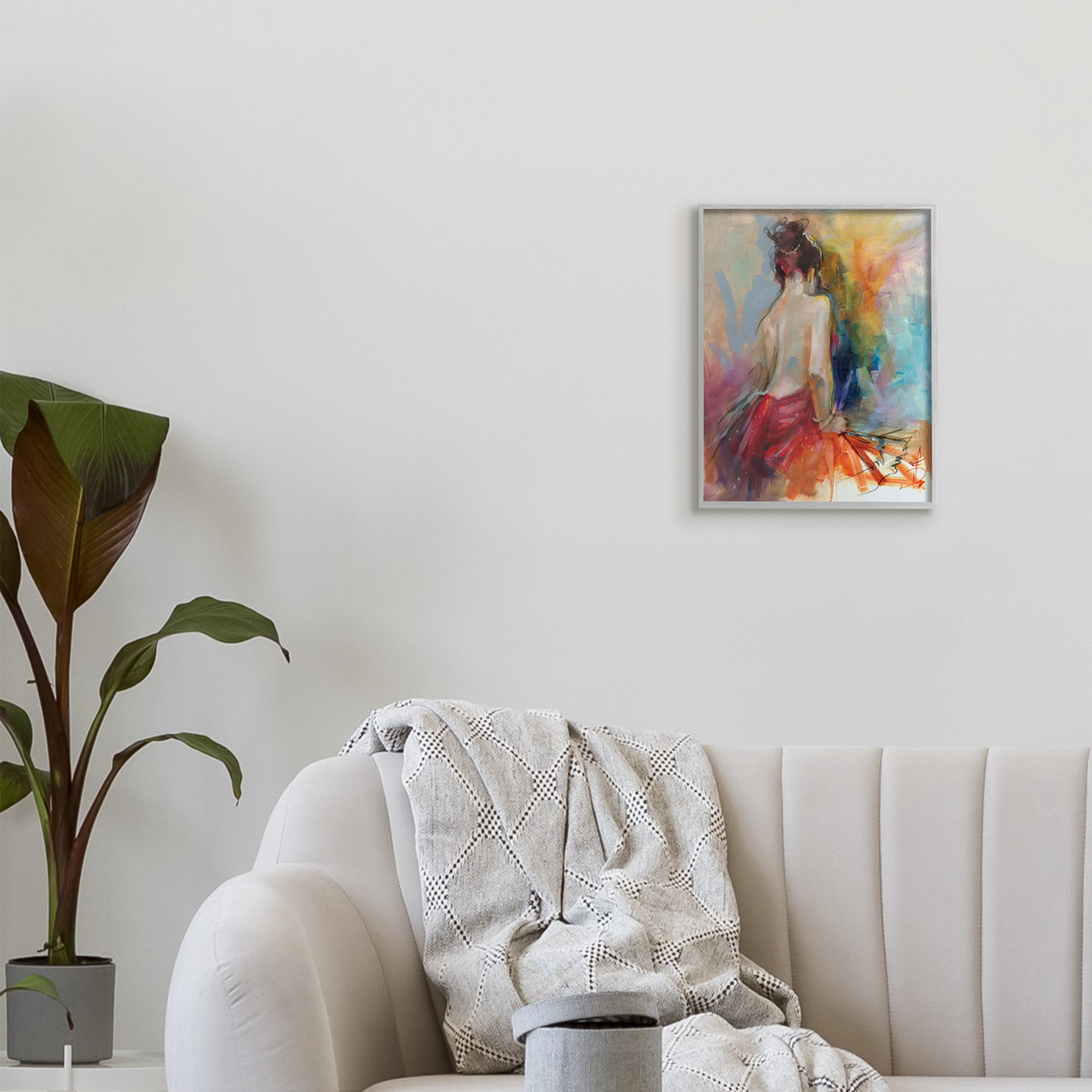Industries Contemporary Female Pose Energetic Brush Strokes 11 in x 14 in Framed Painting Art Print, by Stupell Home Décor