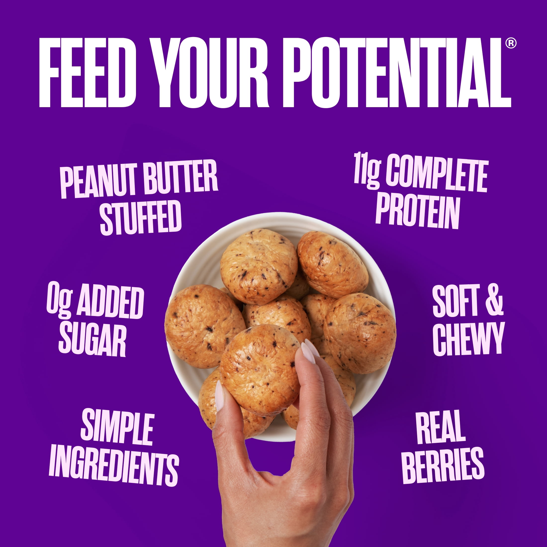 Sola PB Stuffed Grape Bites, 12 Energy Bites, Resealable Pouch