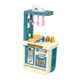 thumbnail image 1 of Juego de cocina de 43 Uds., utensilios de cocina de juguete, juego de rol, comida de imitación y juego de cocina para regalo de restaurante interior azul, 1 of 8