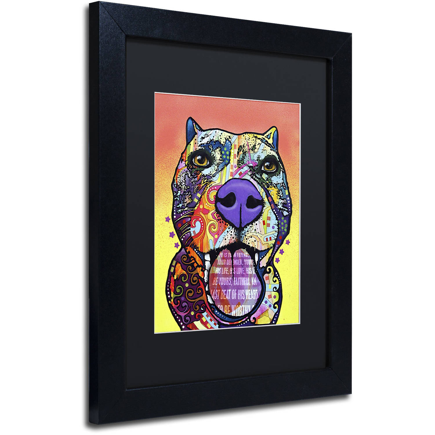 Trademark Fine Art "Bark Don't Bite" Canvas Art by Dean Russo, Black Matte, Black Frame