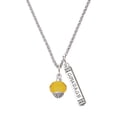 thumbnail image 1 of Delight Jewelry 12mm Faceted Yellow Glass Spinner Silvertone Courage Strength Wisdom Honesty Bar Charm Necklace, 23", 1 of 4