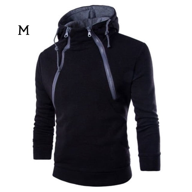 Sudadera con capucha para hombre, 2 cremalleras, color block, sudadera con capucha, jersey de otoño, negro, M Inevent AP002501-06