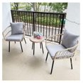 thumbnail image 6 of 3 Piece Patio Bistro Set, Outdoor Wicker Furniture with Coffee Table - Rattan Conversation Set for Yard, Balcony, Porch - Grey, 6 of 8