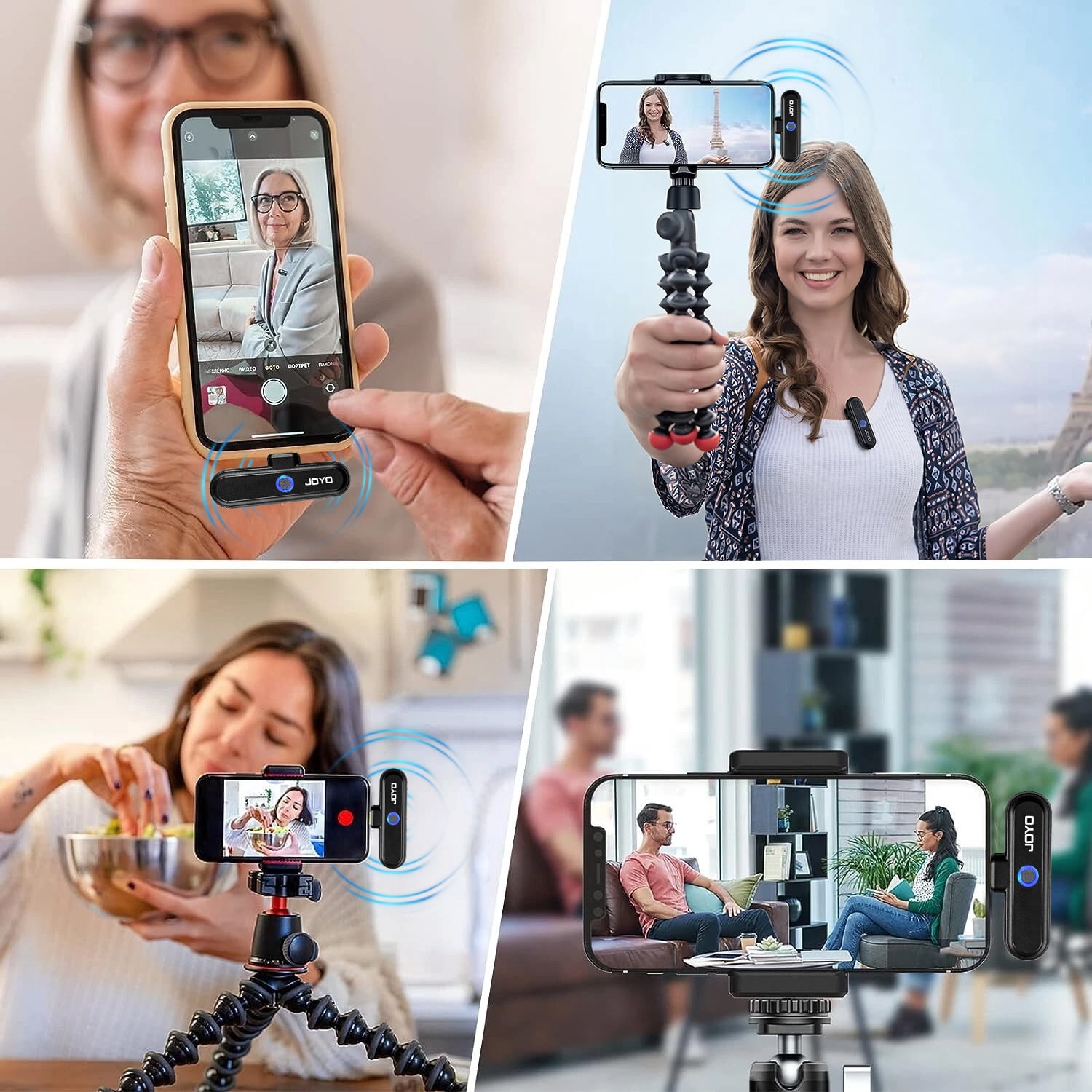 JOYO 2 Lavalier Wireless Microphone Video Recording Mini Mic For Android/iPhone Professional Noise Reduction