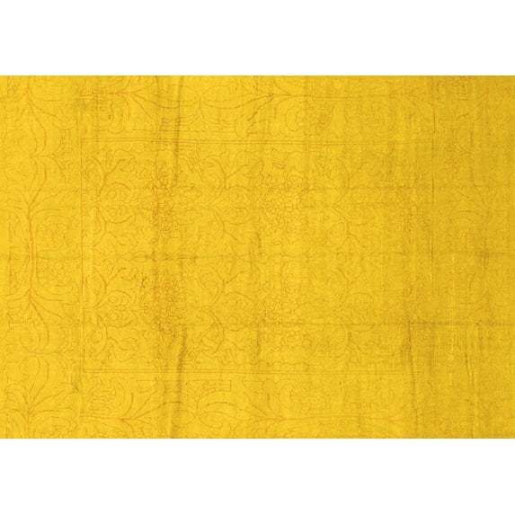 Ahgly Company Indoor Rectangle Abstract Yellow Modern Area Rugs, 3' x 5'