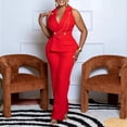 thumbnail image 2 of AURA Womens Elegant Chain Detail Wide Leg Jumpsuit Sleeveless High Waist Long Pants Outfit, 2 of 10