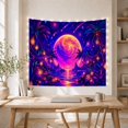 thumbnail image 5 of Celestial Planet Over Tropical Nightscape, Dreamy Psychedelic for Space Lovers, Cosmic Wall Art Housewarming Gift Tapestry Wall Hanging for Bedroom, Living Room and Dorm, 5 of 7