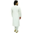thumbnail image 5 of Atasi Men's White Kurta Pyjama Set Ethnic Punjabi Casual Long Dupion Shirt-Small, 5 of 7