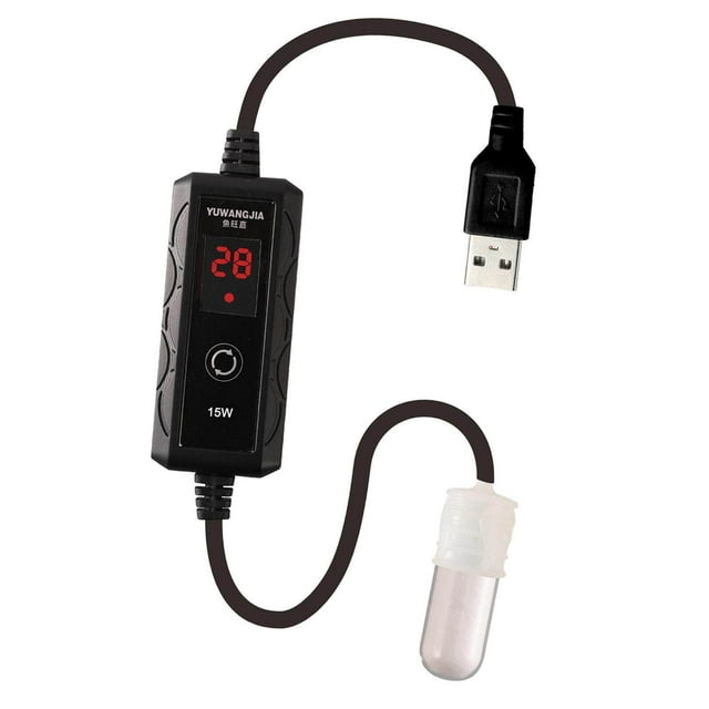 USB Small Fish Tank Heater Heating Tool External Temperature Small Submersible Tank Heater Small Submersible Controller 15W